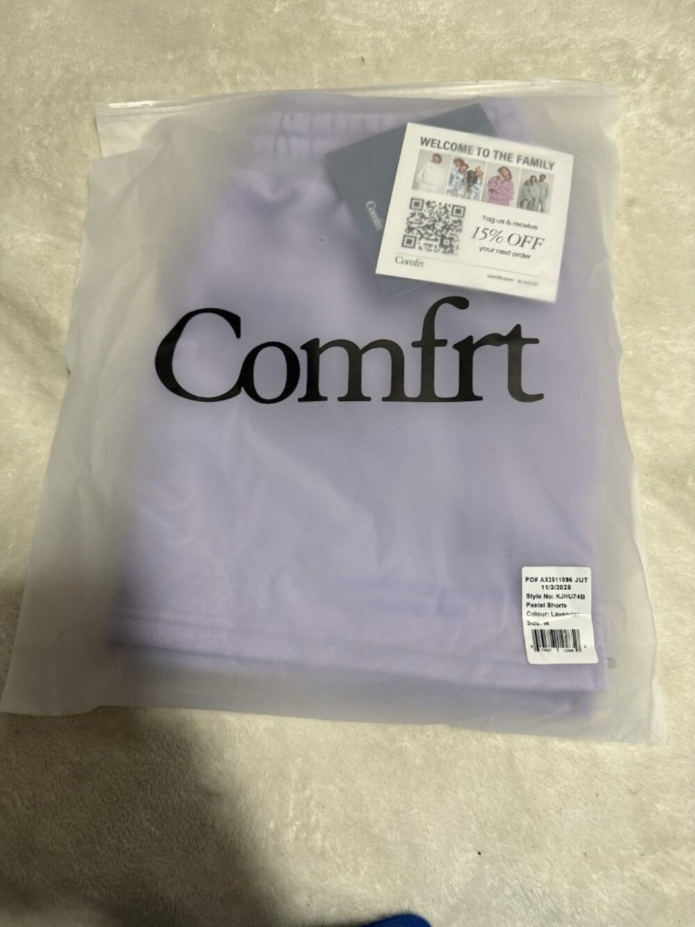 Comfrt Pastel Shorts Lavender Purple Size M Medium Sweat Shorts NEW